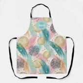Abstract Brushstroke & Dot Pattern - Gold Accents エプロン (正面)