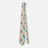 Abstract Brushstroke & Dot Pattern - Gold Accents ネクタイ (正面)