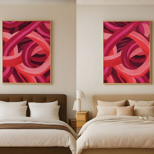 Abstract Brushstroke Ribbons. Modern Valentine Art ポスター