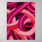 Abstract Brushstroke Ribbons. Modern Valentine Art ポスター (正面)