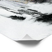 Abstract Brushstroke Texture – Black White & Gold  ポスター (コーナー)