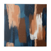 Abstract Brushstrokes in Blue, White & Brown タイル (正面)