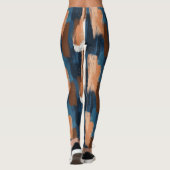Abstract Brushstrokes in Blue, White & Brown レギンス (裏面)