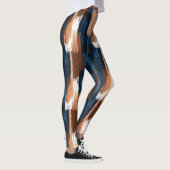 Abstract Brushstrokes in Blue, White & Brown レギンス (右)