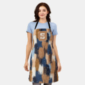 Abstract Brushstrokes in Blue, White & Brown (2) エプロン (着用した状態)