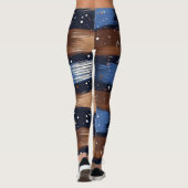 Abstract Brushstrokes in Blue, White & Brown (3) レギンス (裏面)