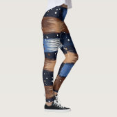 Abstract Brushstrokes in Blue, White & Brown (3) レギンス (右)