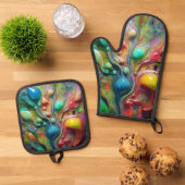 ABSTRACT BUBBLES 鍋つかみ&鍋敷きセット (トップダウン)