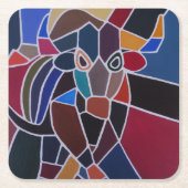 Abstract Bull Painting by Alfred Fox スクエアペーパーコースター (正面)