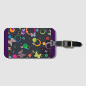 Abstract Butterflies and Geometric Circles Pattern ラゲッジタグ (正面横)