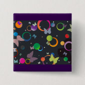 Abstract Butterflies and Geometric Circles Pattern 缶バッジ (正面)