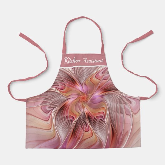 Abstract Butterfly Colorful Fantasy Fractal Text エプロン (正面)