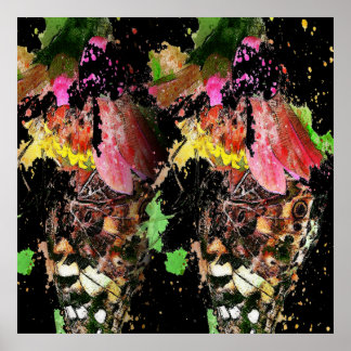 Abstract Butterfly Colorful Mixed Media Butterfly ポスター