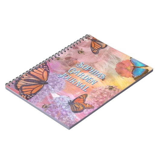 Abstract Butterfly Personalized Garden Journal ノートブック (左側)