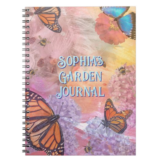 Abstract Butterfly Personalized Garden Journal ノートブック (正面)