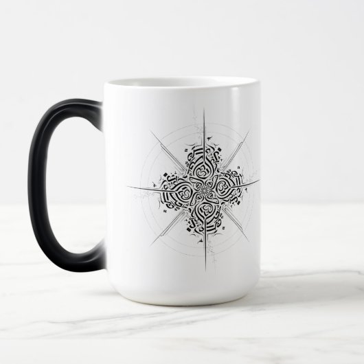 Abstract Calligraphy Compass - Premium Ceramic Mug モーフィングマグカップ (左)
