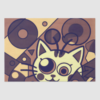 Abstract Cat Art Brown Beige 薄葉紙