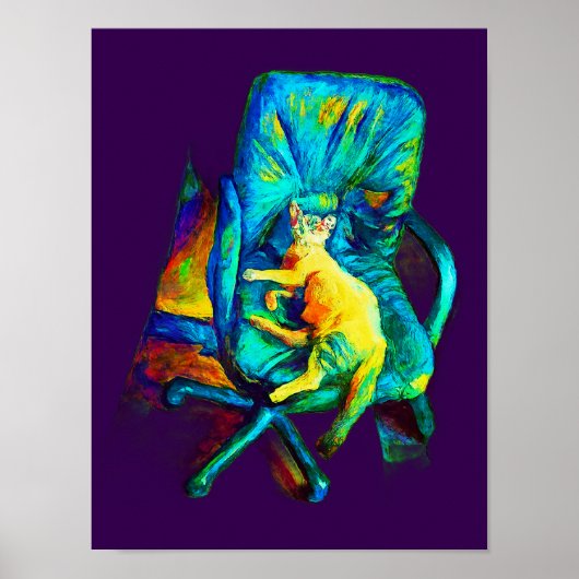 ABSTRACT CAT ART EXTRA COLORFUL BY SIXSOX ポスター (正面)