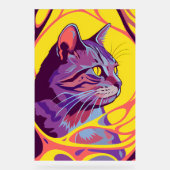 Abstract Cat: Pop Art Psychedelic Swirl アクリルサイン (正面)