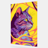 Abstract Cat: Pop Art Psychedelic Swirl アクリルサイン (傾斜)