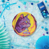 Abstract Cat: Pop Art Psychedelic Swirl ペーパープレート (パーティー)