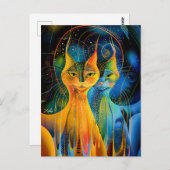 Abstract Cat Portrait Amidst Galactic Wonders ポストカード (正面/裏面)
