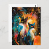 Abstract Cat Portrait Amidst Galactic Wonders ポストカード (正面/裏面)