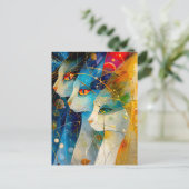 Abstract cat portrait set against a vibrant galaxy ポストカード (スタンド正面)