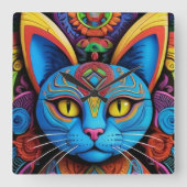 Abstract Cat With Yellow Eyes スクエア壁時計 (正面)