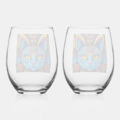 Abstract Cat with Yellow Eyes     ステムなしワイングラス (裏面)