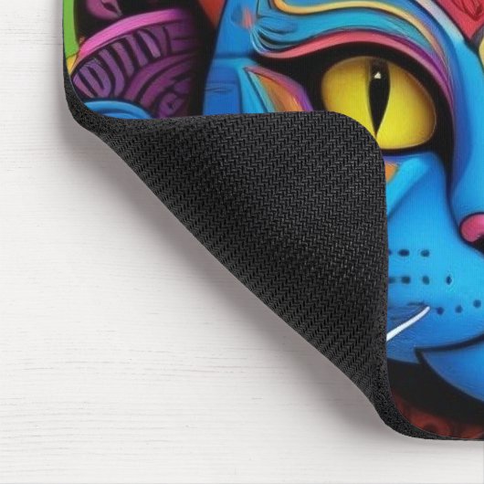 Abstract Cat With Yellow Eyes マウスパッド (コーナー)