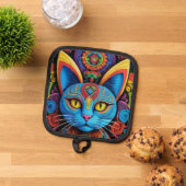 Abstract Cat With Yellow Eyes 鍋敷き (トップダウン)