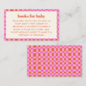 Abstract Check Pink Orange Baby Shower Books  エンクロージャーカード (正面/裏面)