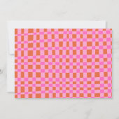 Abstract Checker Pink Orange Custom Baby Shower サンキューカード (裏面)