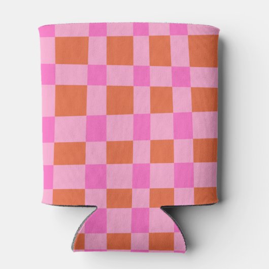 Abstract Checker Pink Orange Custom Baby Shower 缶クーラー (裏面)
