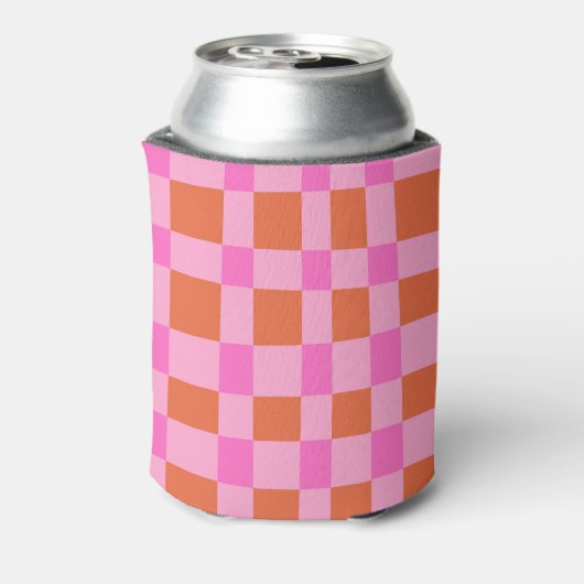 Abstract Checker Pink Orange Custom Baby Shower 缶クーラー (缶裏面)