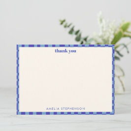 Abstract Checkerboard Blue Custom Baby Shower サンキューカード