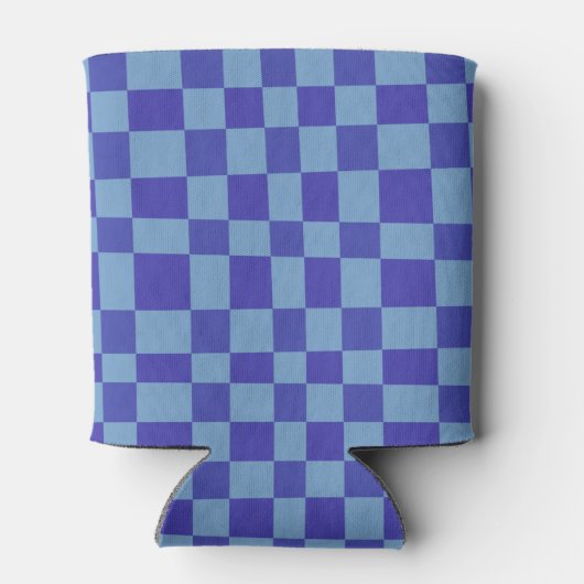 Abstract Checkerboard Blue Custom Baby Shower 缶クーラー (裏面)