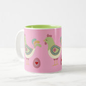 Abstract Chicken & Egg Coffee Cup – Pink ツートーンマグカップ (正面左)