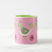 Abstract Chicken & Egg Coffee Cup – Pink ツートーンマグカップ (中央)