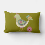Abstract Chicken & Egg Pillow – Forest Green ランバークッション (正面)