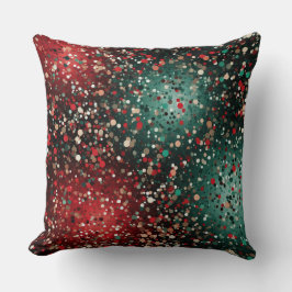 Abstract Christmas Pillow – Modern Red & Green クッション