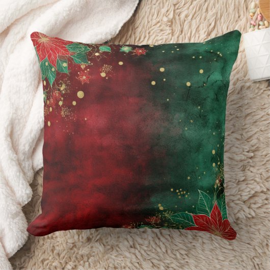 Abstract Christmas Pillow – Modern Red & Green クッション (ブランケット)