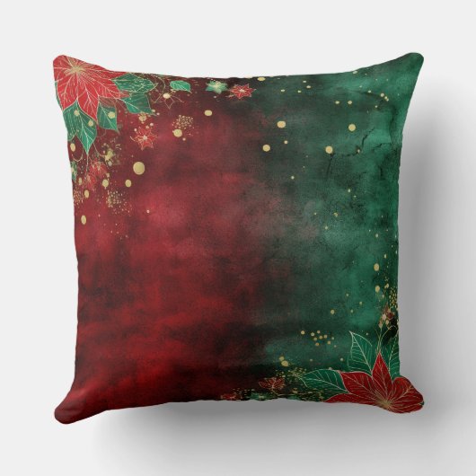 Abstract Christmas Pillow – Modern Red & Green クッション (裏面)