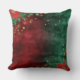 Abstract Christmas Pillow – Modern Red & Green クッション