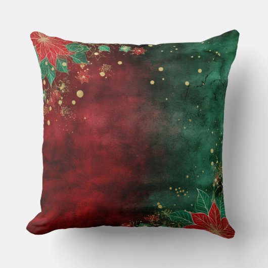 Abstract Christmas Pillow – Modern Red & Green クッション (正面)