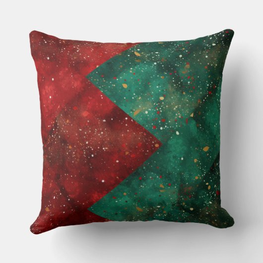 Abstract Christmas Pillow – Modern Red & Green クッション (裏面)