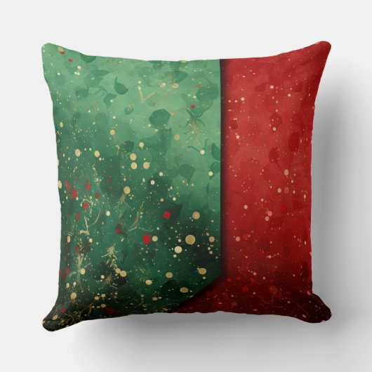 Abstract Christmas Pillow – Modern Red & Green クッション (裏面)