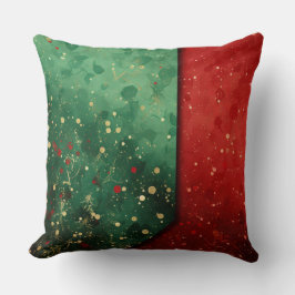Abstract Christmas Pillow – Modern Red & Green クッション