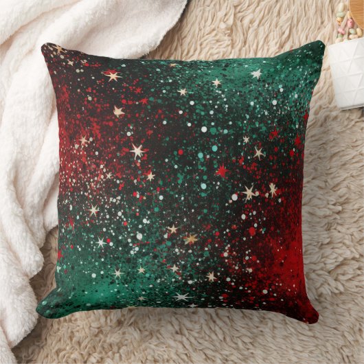 Abstract Christmas Pillow – Modern Red & Green クッション (ブランケット)